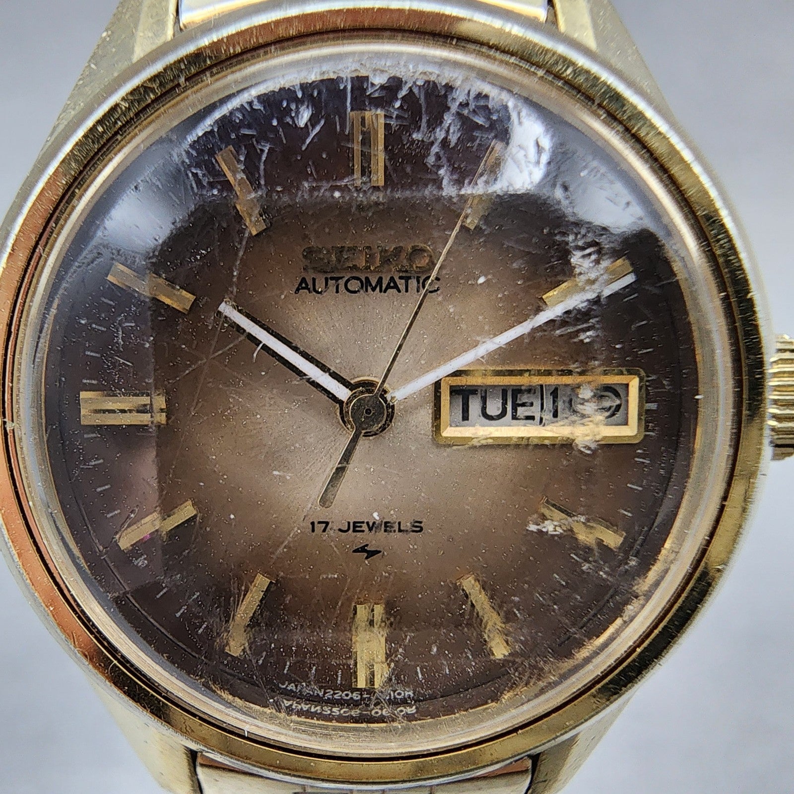Seiko Automatic Watch Women 27mm Brown Dial Gold Plated Daydate Round READ!!!1