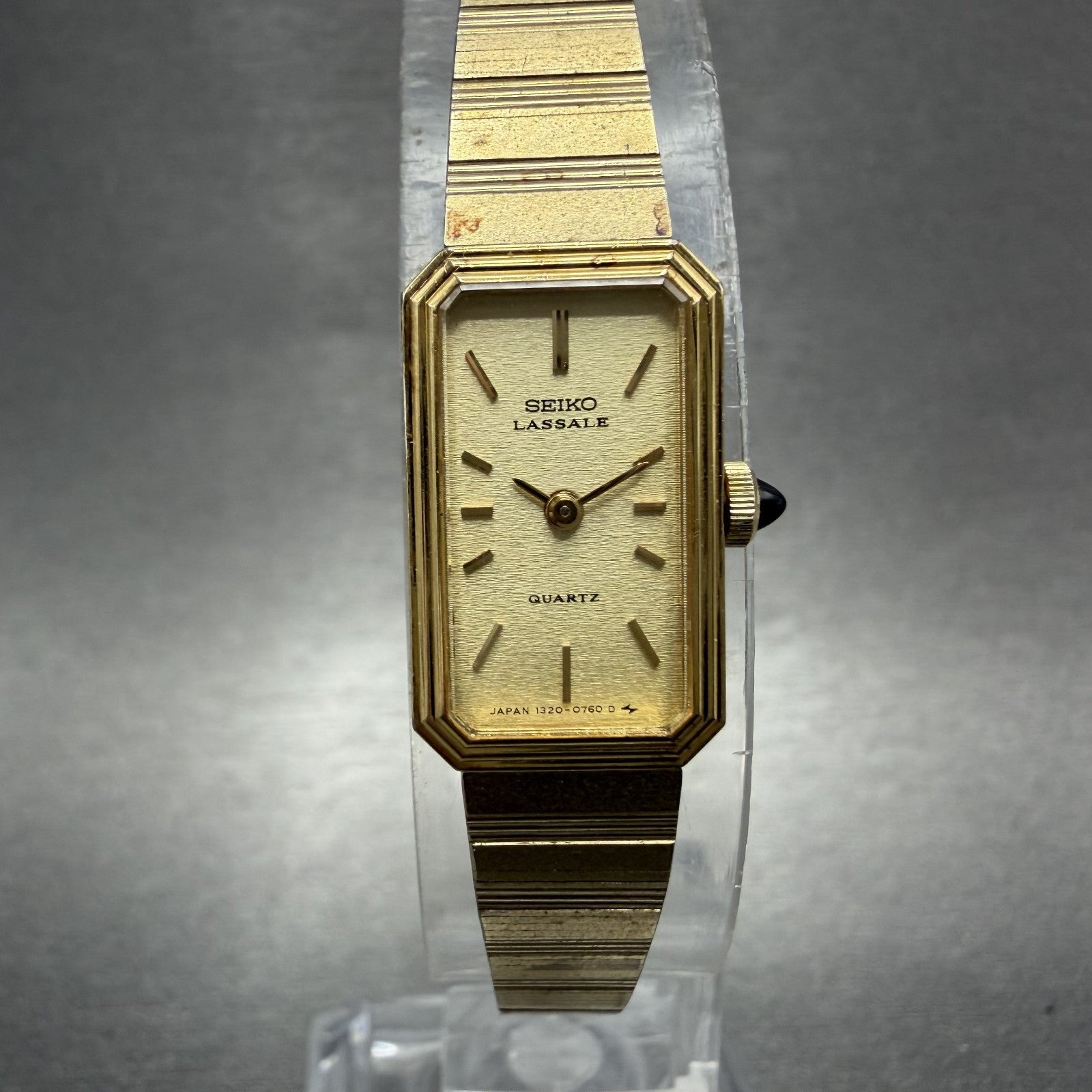 Seiko Lassale Watch Women 13mm Gold Dial Gold Tone Octagon 1320-5609 New Battery0