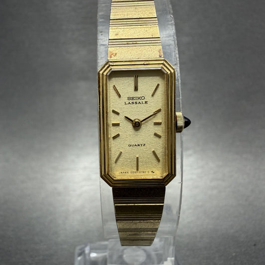 Seiko Lassale Watch Women 13mm Gold Dial Gold Tone Octagon 1320-5609 New Battery0