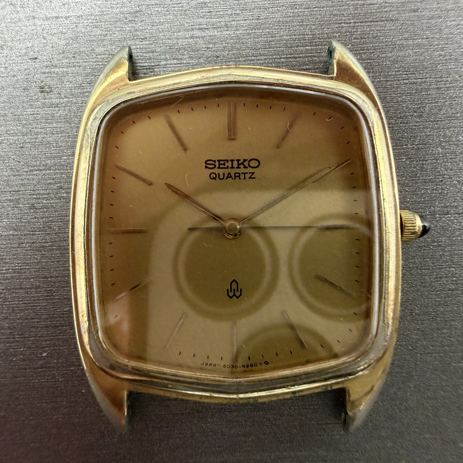 Seiko Watch Men 30mm Champagne Dial Gold Tone Rectangle 6030-5250 New Battery1