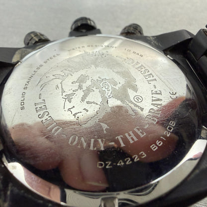 Diesel Overflow Chrono Watch Men 49mm Black Dial Black Date DZ4223 New Battery11