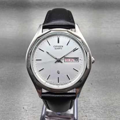 Citizen CQ Watch Men 35mm Silver Dial Silver Tone Daydate 6100-S16873 New Batt0