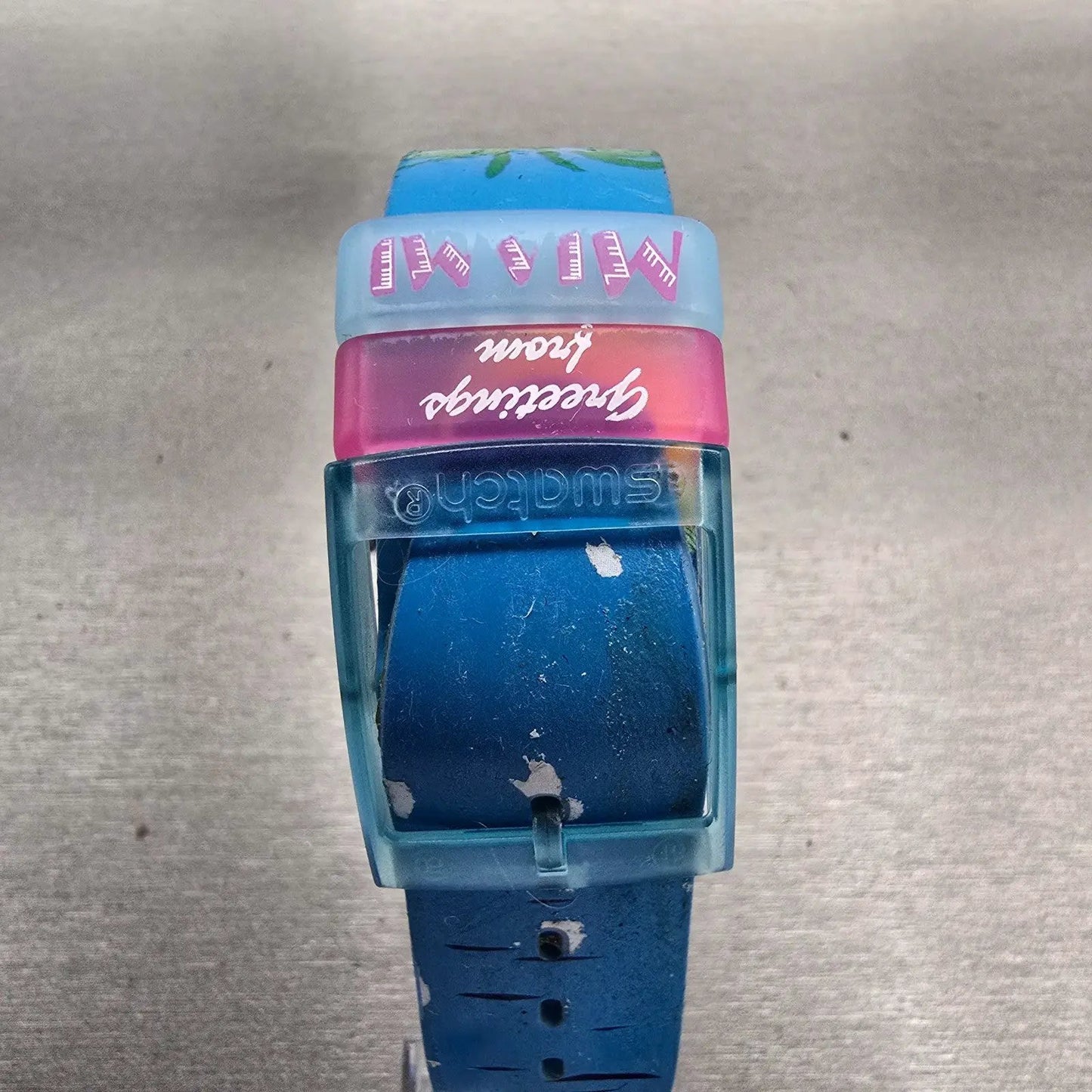 Swatch MIAMI VIBES Watch Women  Blue Dial Blue Case Round SUOZ230 New Battery7