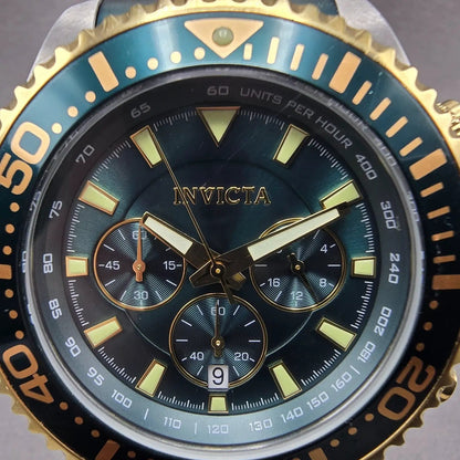 Invicta Pro Diver Chronograph Watch Men 47mm Green Dial Silver Tone New Battery1