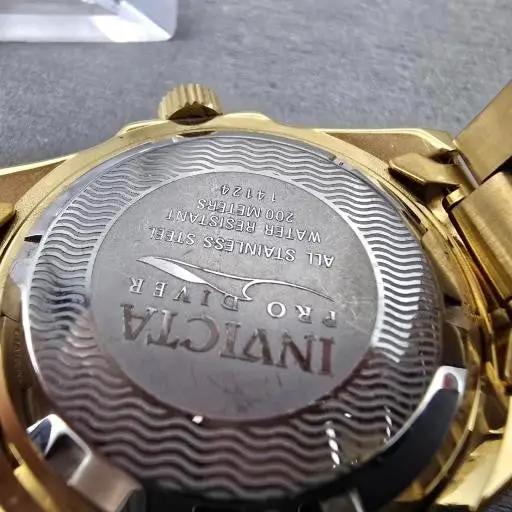 Invicta Pro Diver Watch Men 40mm Champagne Dial Gold Tone Date 14124 New Batt LH10