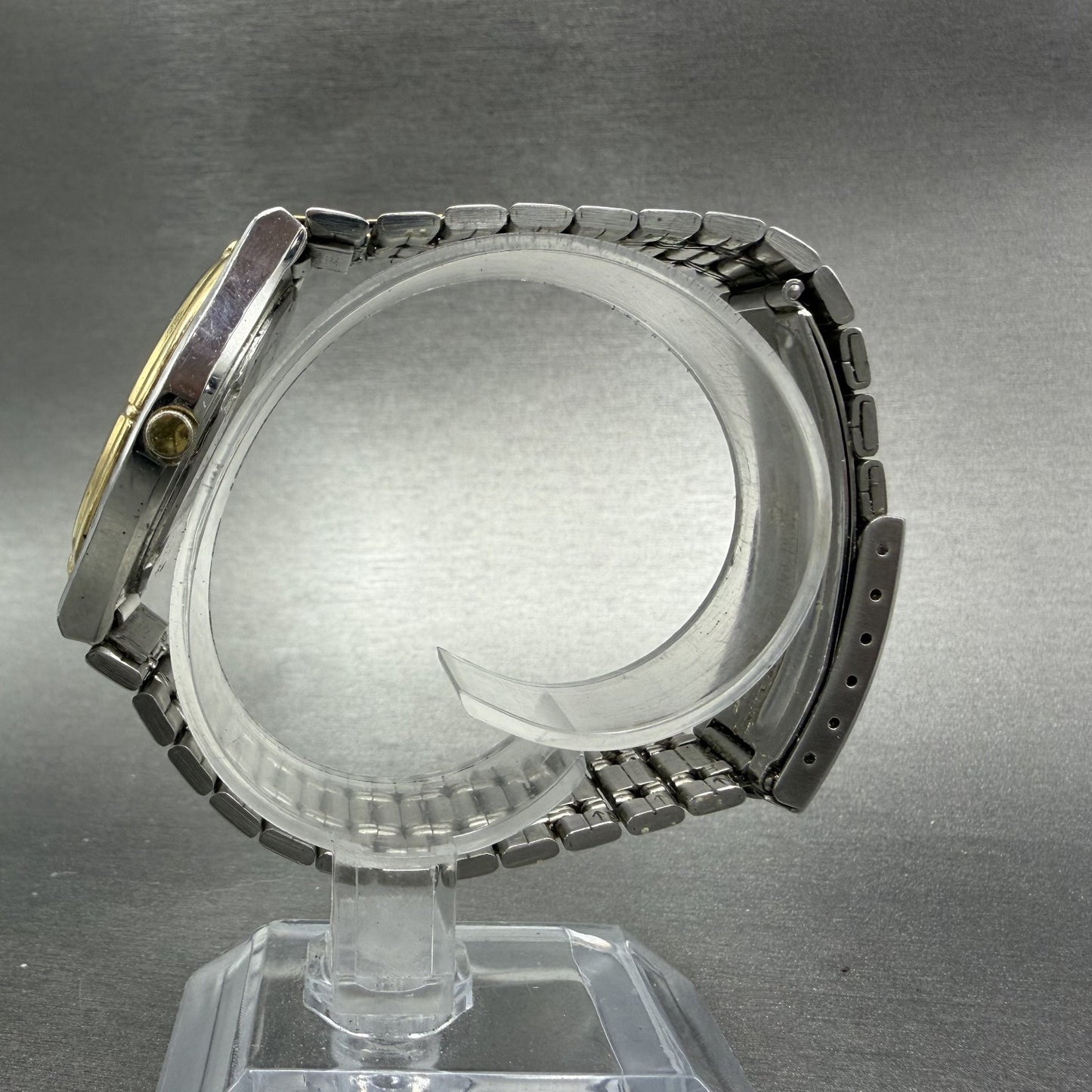 Seiko SQ Watch Men 33mm Silver Dial Two Tone Date Round 5Y22-7A09 New Battery6