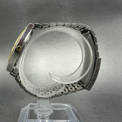 Seiko SQ Watch Men 33mm Silver Dial Two Tone Date Round 5Y22-7A09 New Battery6