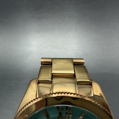 Fossil Cecile Watch Women 41mm Blue Dial Rose Gold Tone Daydate Round New Batt4