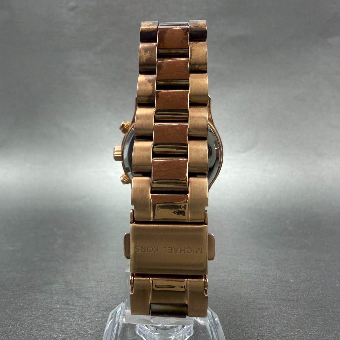 Michael Kors Runway Chronograph Watch Women 33mm Rose Dial Rose Gold Tone NewBat7