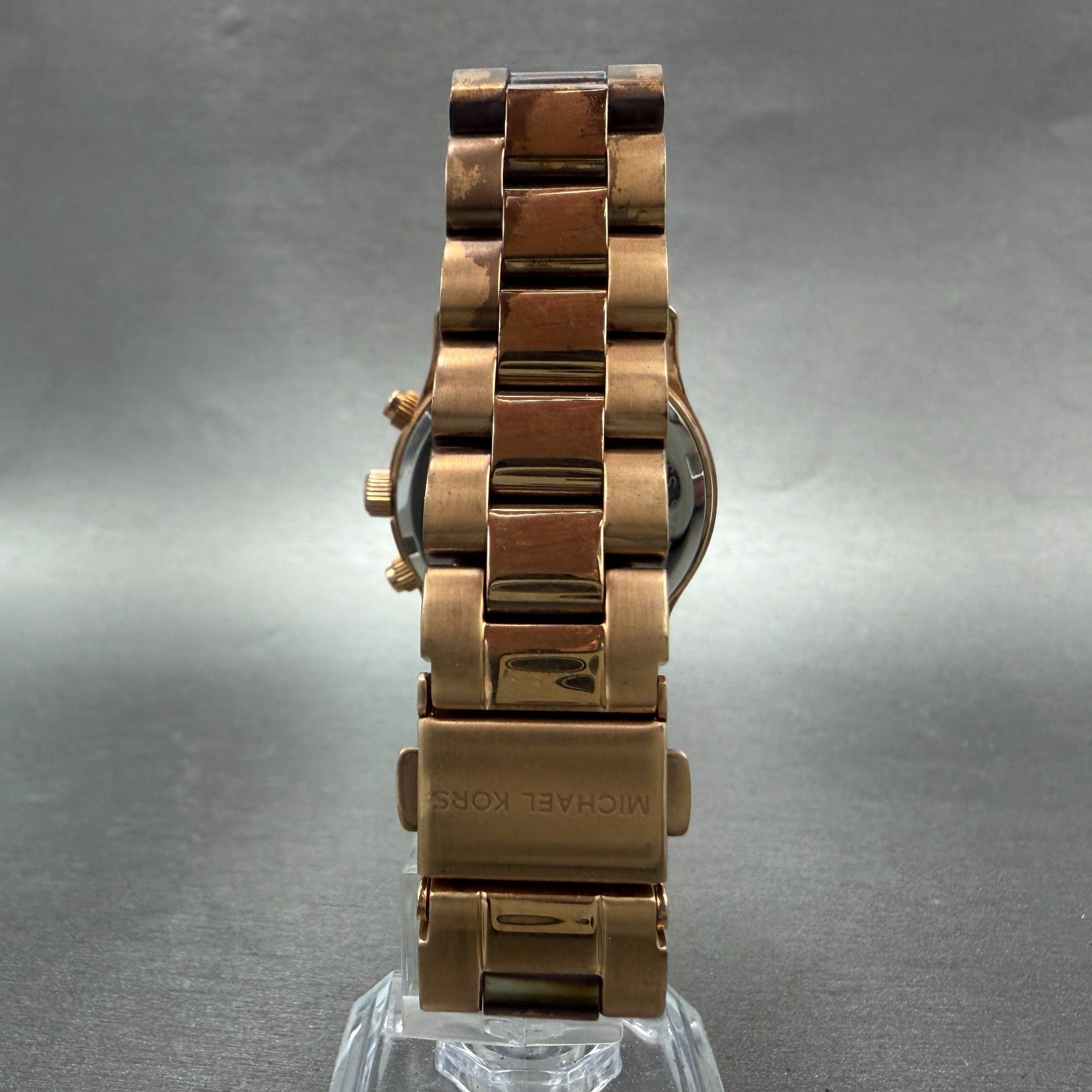 Michael Kors Runway Chronograph Watch Women 33mm Rose Dial Rose Gold Tone NewBat7