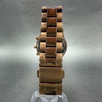 Michael Kors Runway Chronograph Watch Women 33mm Rose Dial Rose Gold Tone NewBat7