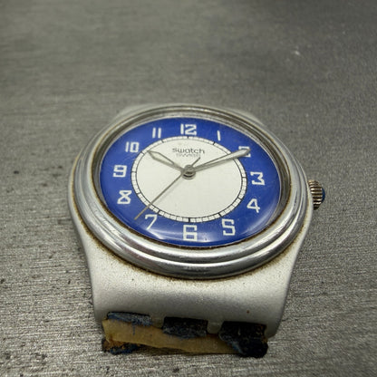 Swatch Medium La Piazza Watch Women 33mm Blue Dial Silver Tone YLS1001 New Batt6