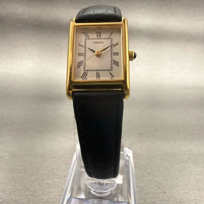 Seiko Watch Women 18mm White Dial Gold Tone Rectangle 1N01-5G40 New Battery VTG5