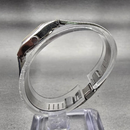 Seiko Watch Women 16mm Silver Dial Silver Tone Oval 4N01-5021 New Battery VTG6