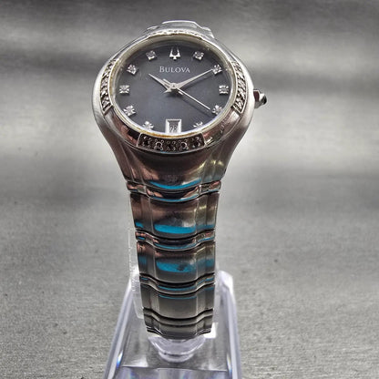 Bulova Watch Women 26mm MOP Dial Silver Tone Diamonds Date 96R20 New Battery5