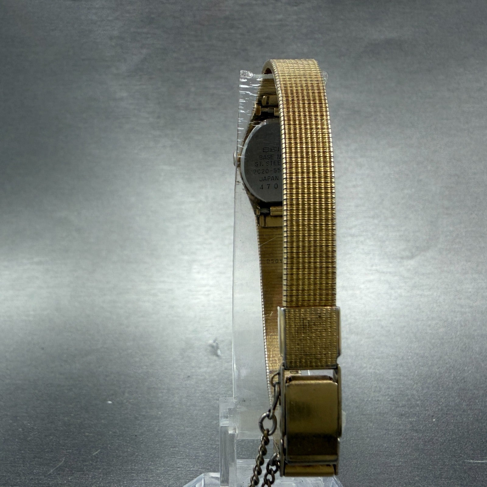 Seiko Watch Women 16mm Champagne Dial Gold Tone Rectangle 2C20-5560 New Battery7