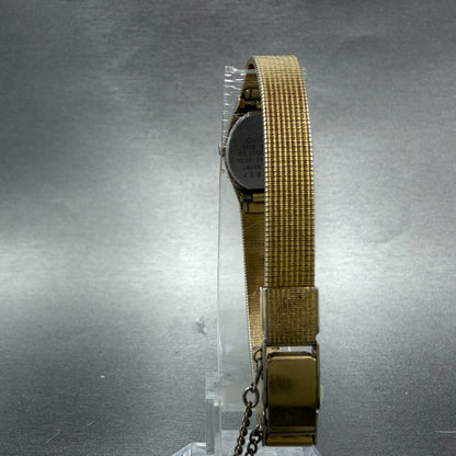 Seiko Watch Women 16mm Champagne Dial Gold Tone Rectangle 2C20-5560 New Battery7