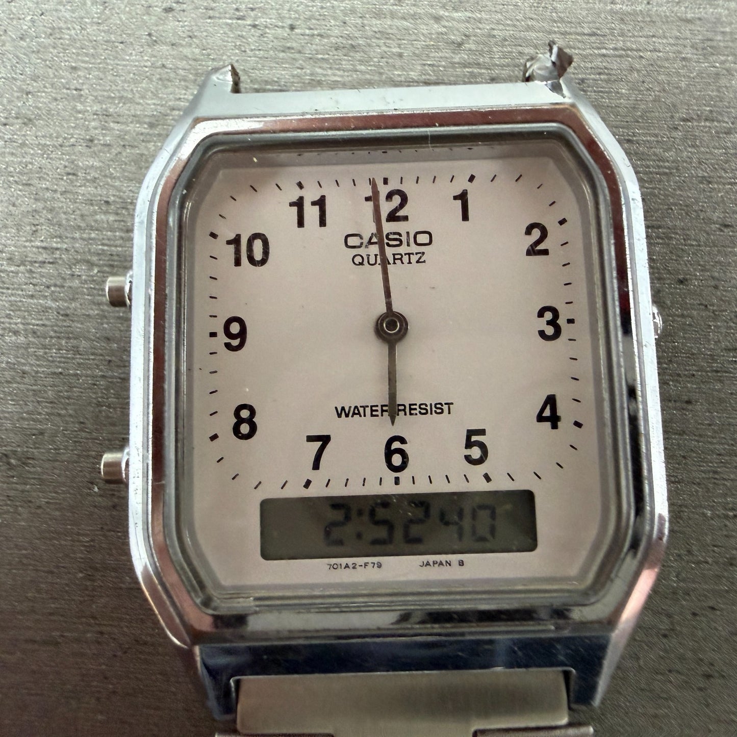 Casio AQ-230 Watch Men 30mm White Dial Silver Tone Alarm Chrono READ!!!!!!!!!!!!1