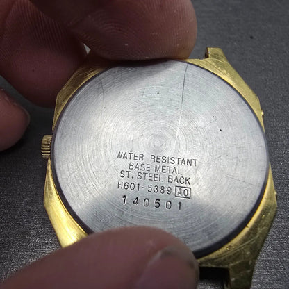 Seiko Analog Digital Watch Men 33mm Gold Dial Gold Tone Rectangle H601-5389 PART7