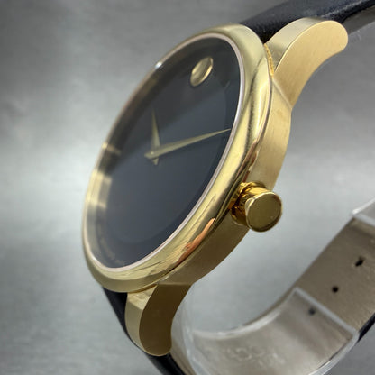 Movado Museum Watch Men 40mm Black Dial Gold Tone Round 07.1.36.1262 New Battery2