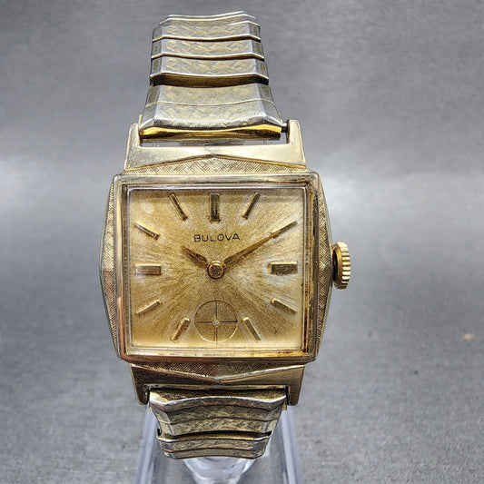 Bulova Minute Man H Watch Men 28mm Champagne Dial Gold Plated Manual 11AL PARTS0