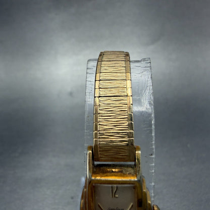 Seiko Solar Tank Watch Women 15mm White Dial Gold Tone Rectangle 562 Manual Runs4