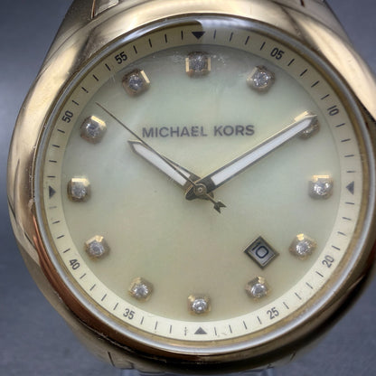Michael Kors Watch Women 40mm MOP Dial Gold Tone Date Round MK-5310 New battery1