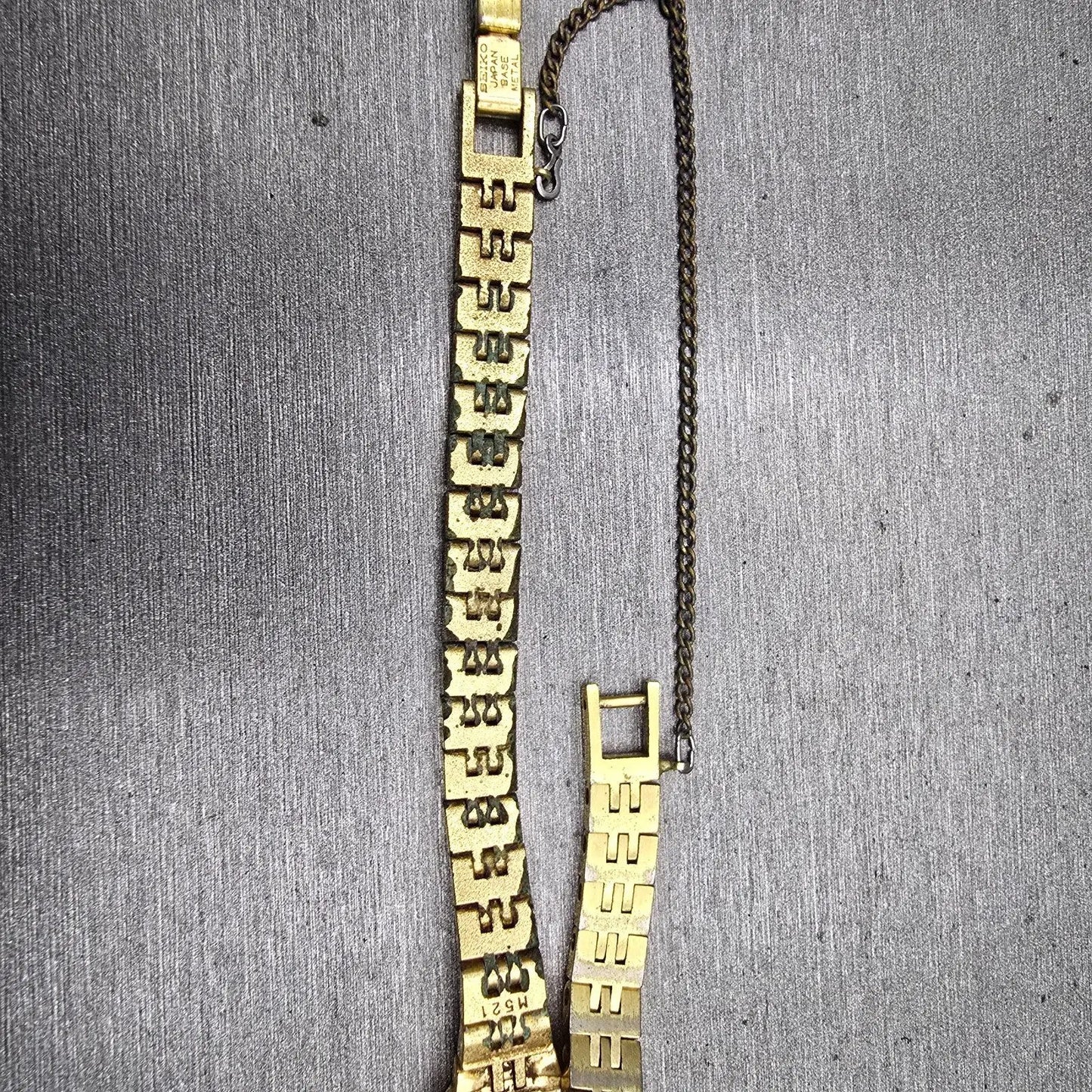 Seiko Watch Women 12mm Gold Dial Gold Tone Rectangle 1320-5029 New Battery VTG F11