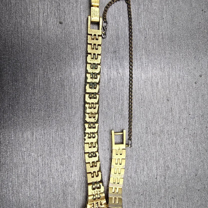 Seiko Watch Women 12mm Gold Dial Gold Tone Rectangle 1320-5029 New Battery VTG F11