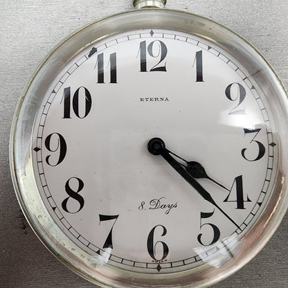 Eterna 8 Days Pocket Watch Men 70mm White Dial Steel Manual Wind PARTS