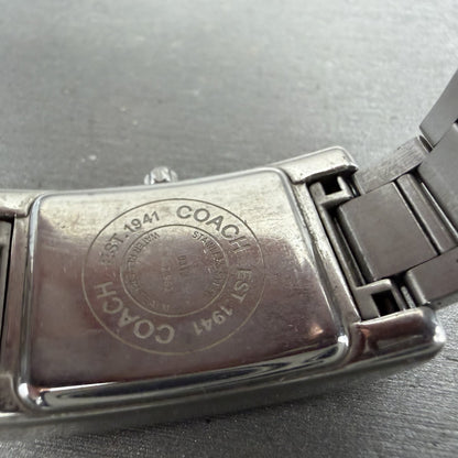 Coach Lexington Tank Watch Women 23mm MOP Dial Silver Tone Rectangle New BattABC9