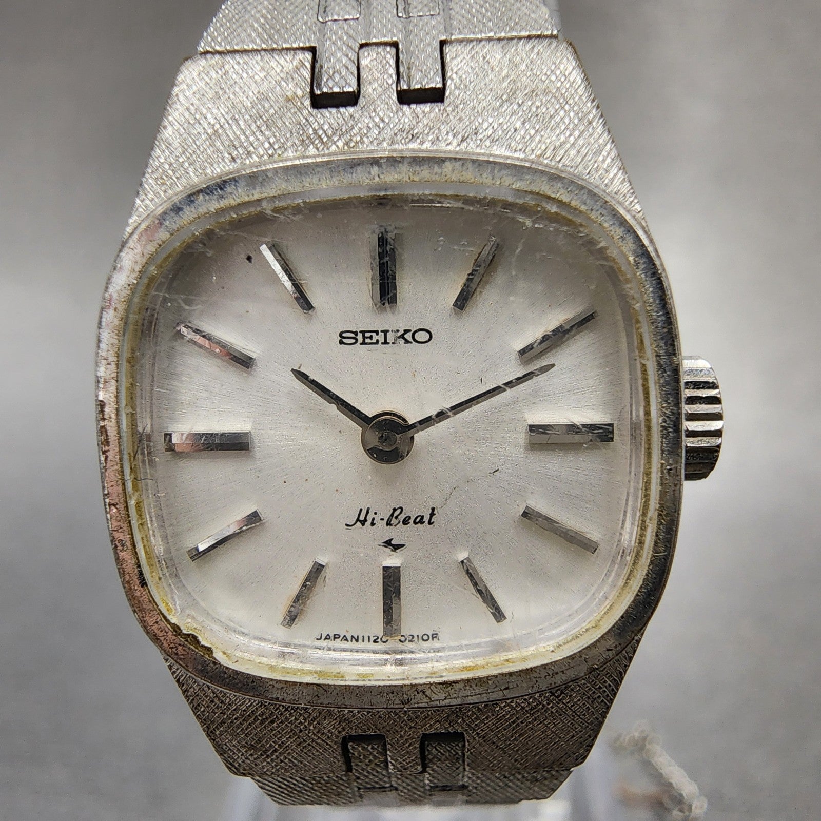 Seiko Watch Women 19mm White Dial Silver Tone Rectangle Manual Wind READ!!!!1