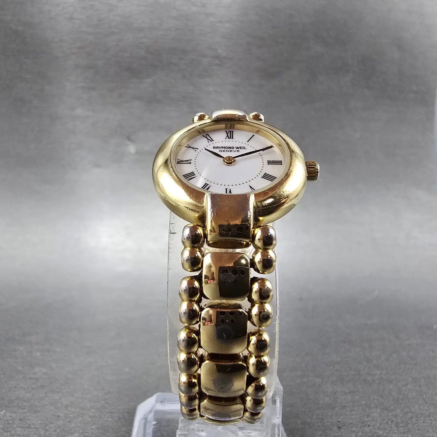 Raymond Weil Watch Women 23mm White Dial Gold Plated Round 5839 New Battery JBKJ5