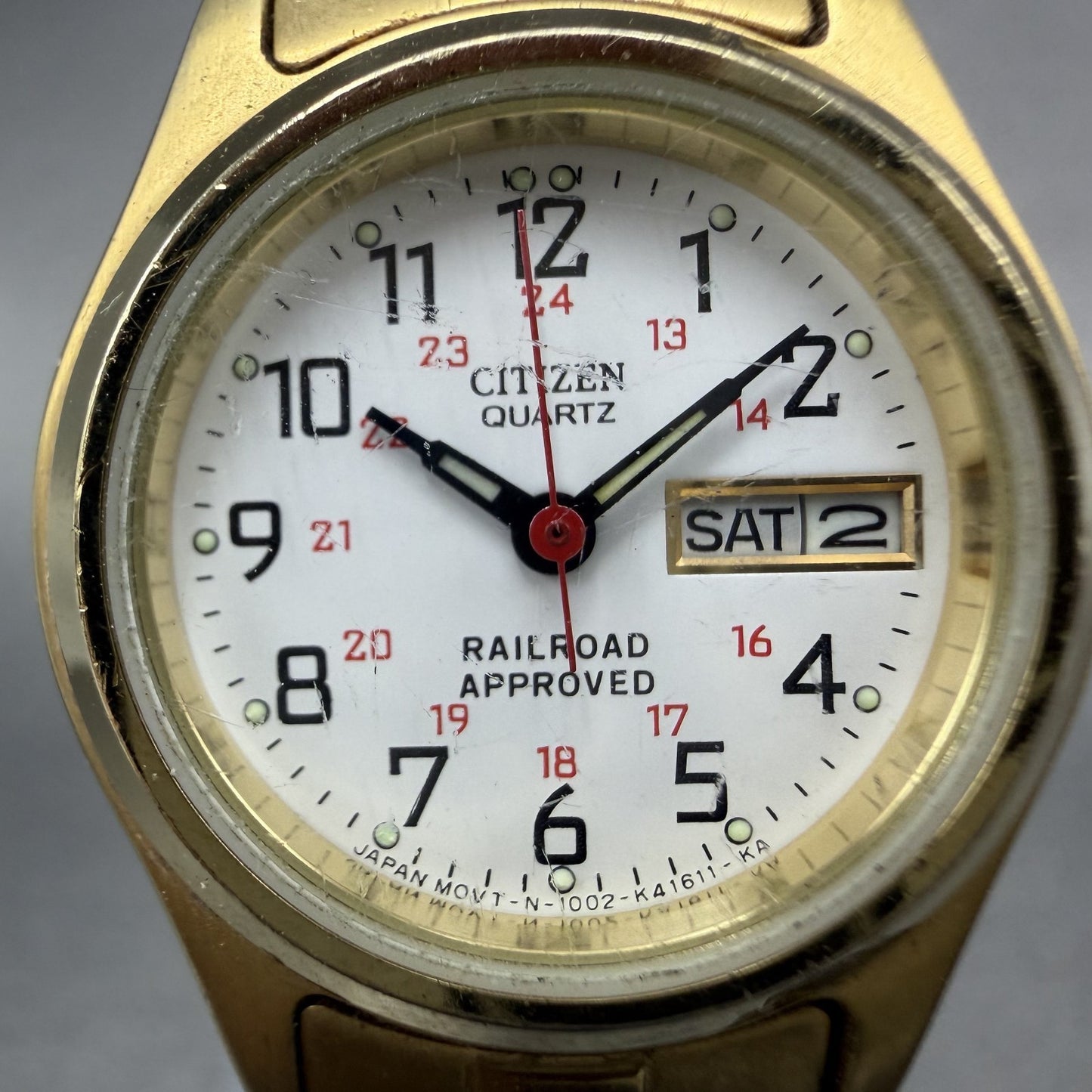 Citizen Railroad Approved Watch Women 25mm White Dial Gold Tone Daydate New Batt1