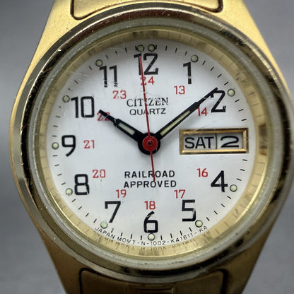 Citizen Railroad Approved Watch Women 25mm White Dial Gold Tone Daydate New Batt1