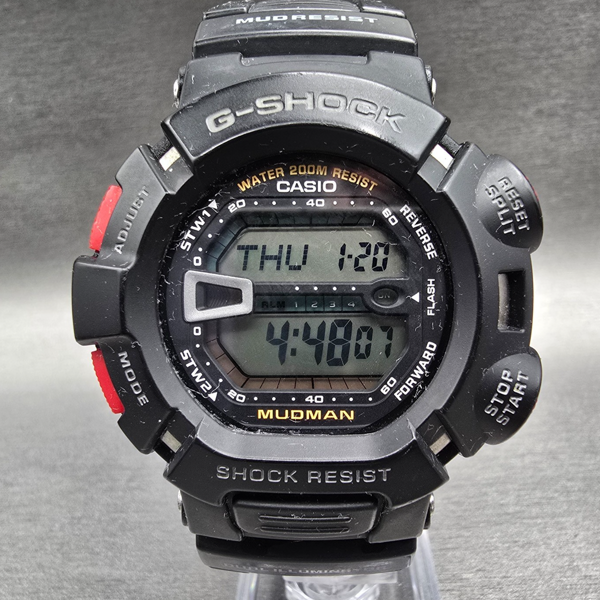 Casio G-Shock Mudman G-9000 Watch Men 46mm Black Red Chrono Alarm New Battery K0