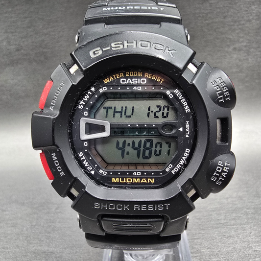 Casio G-Shock Mudman G-9000 Watch Men 46mm Black Red Chrono Alarm New Battery K0