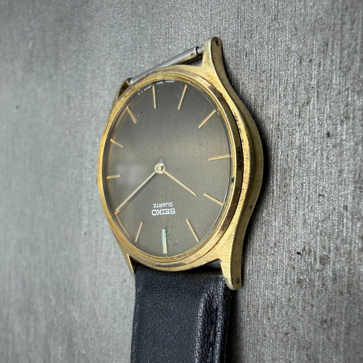 Seiko Watch Men 33mm Brown Dial Gold Tone Round 7800-8009 PARTS Vintage6