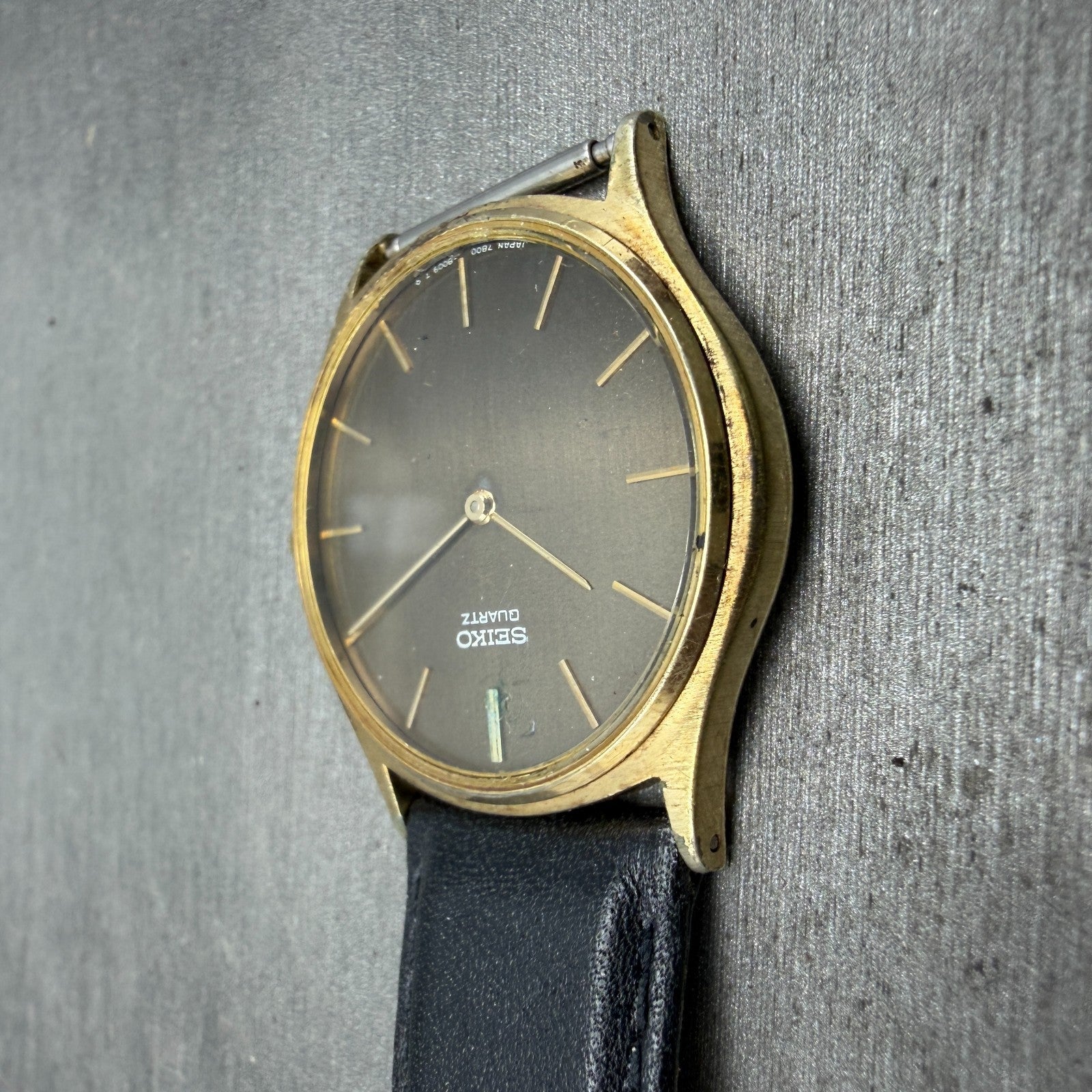Seiko Watch Men 33mm Brown Dial Gold Tone Round 7800-8009 PARTS Vintage6