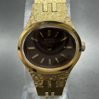 Seiko Watch Women 17mm Brown Dial Gold Tone 2C205759 Oval New Battery ABCDE1