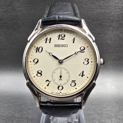 Seiko Watch Men 35mm Ivory Dial Silver Tone Round 7N07-9000 New Battery0