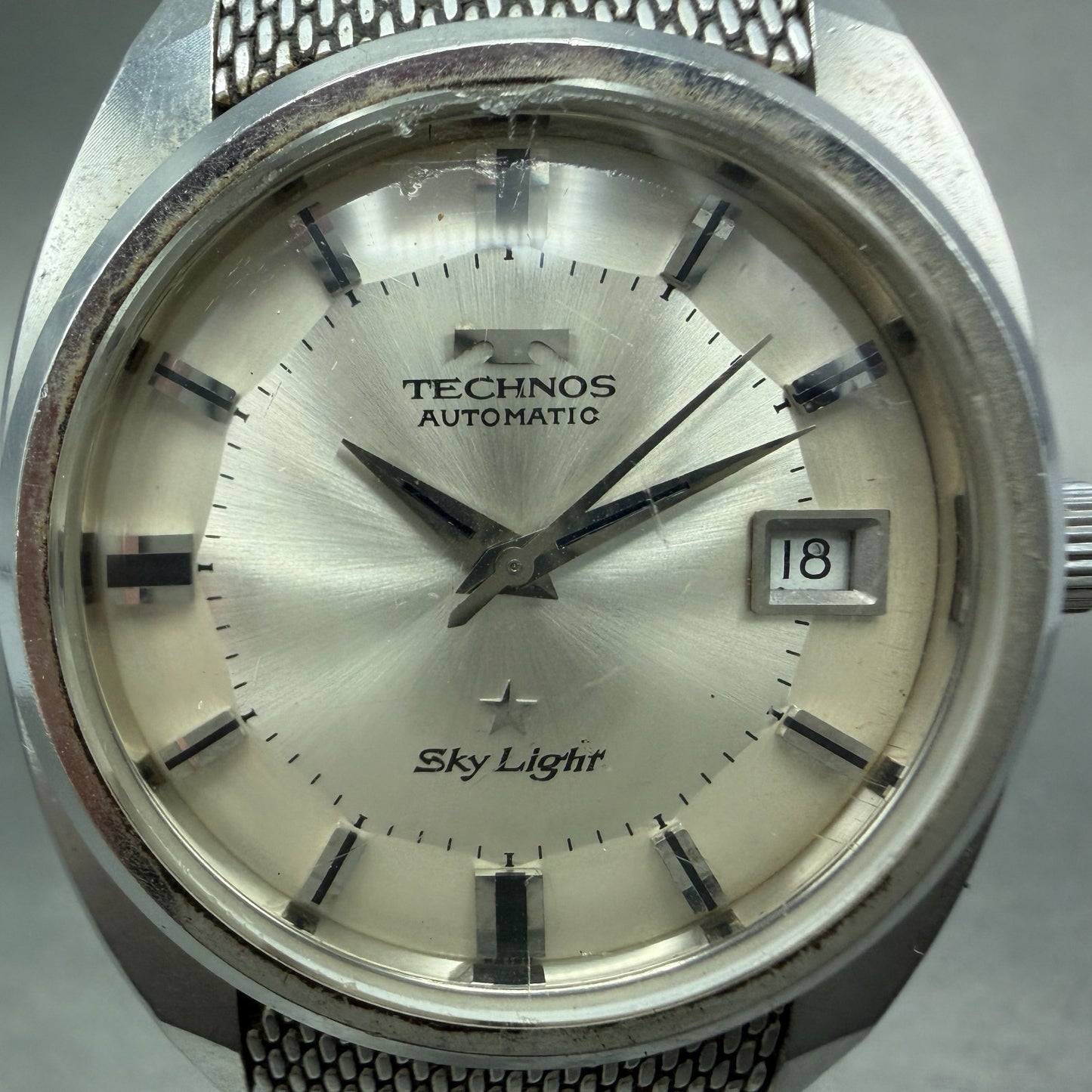 Technos Sky Light Watch Men 35mm White Dial Steel Date Round Automatic PARTS2