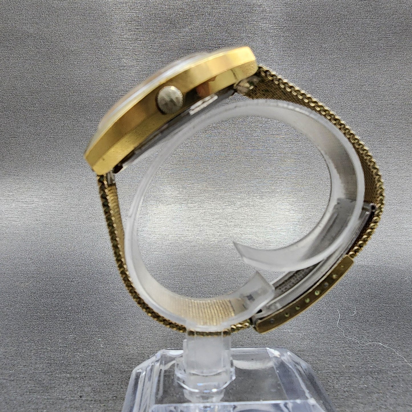 Hamilton Electronic Watch Men 37mm Brown Dial Gold Plated Round Daydate PARTS7