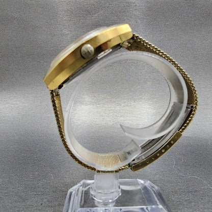 Hamilton Electronic Watch Men 37mm Brown Dial Gold Plated Round Daydate PARTS7
