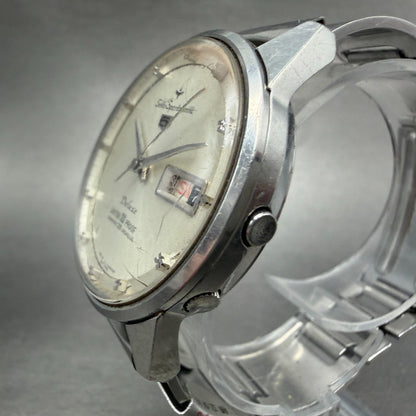 Seiko Sports Matic 5 Deluxe Watch Men 37mm Silver Dial Steel Daydate Round Runs2