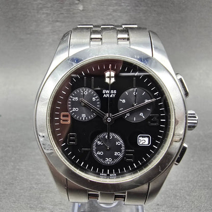 Victorinox Swiss Army Alliance Chronograph Watch Men 40mm Black Dial Steel Runs0