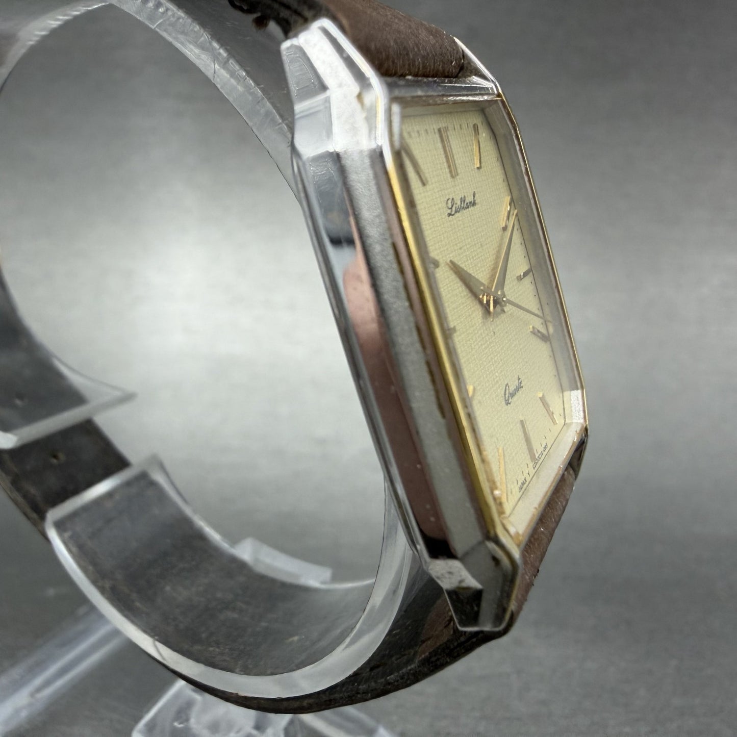 Orient Lisblank Tank Watch Men 27mm Champagne Dial Silver Tone Octagon New Batt3