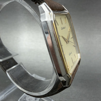 Orient Lisblank Tank Watch Men 27mm Champagne Dial Silver Tone Octagon New Batt3