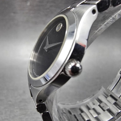 Movado Museum Watch Women 24mm Black Dial Silver Tone 84 E4 1844 New Battery2