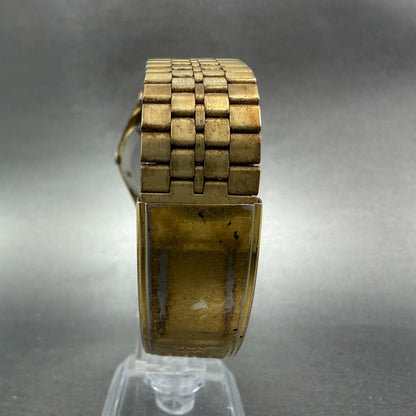 Seiko SQ Watch Men 35mm Gold Dial Gold Tone Daydate Round 7123-8570 New Battery7